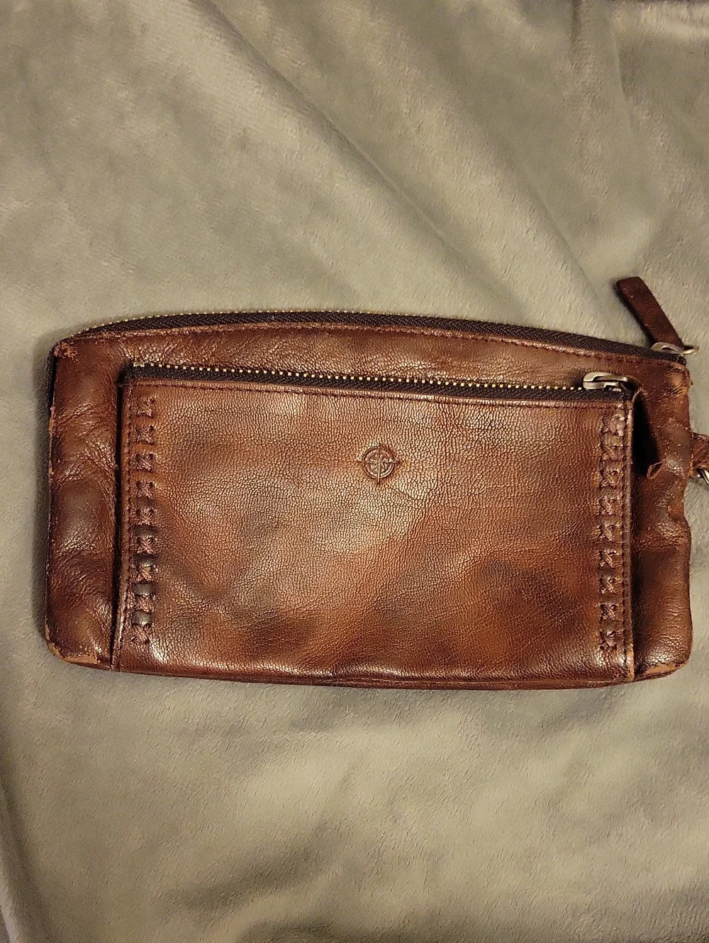 Men's Brown Leather Zip Wallet Clutch - Classic Leather Finish